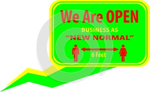 We are open sign with new business in new normal tagline