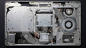 open silver back of computer