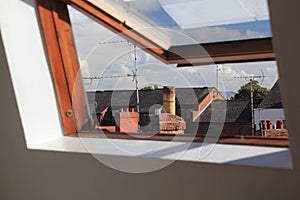 Open skylight or velux window photo