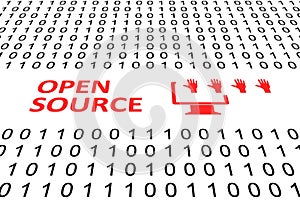 OPEN SOURCE concept binary code 3d