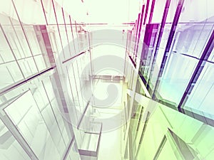 open space, clean room with shapes in 3d, business space, hospitals or art gallery