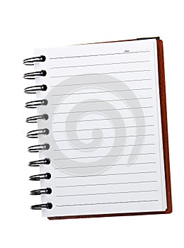 Open spiral lined notebook