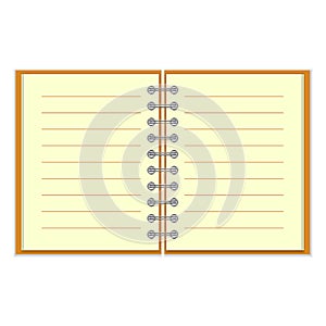 Open spiral lined notebook