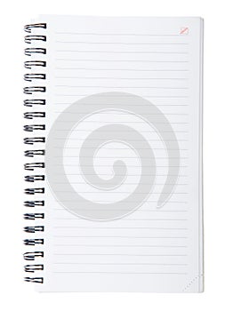 Open spiral lined notebook