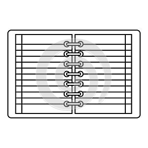 Open spiral lined notebook icon outline