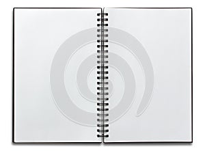 Open spiral notebook isolated