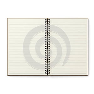 Open spiral notebook page isolated on white background
