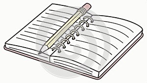 Open spiral notebook with pen, writing and journaling graphic vector design Generative AI