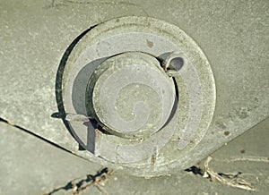 Open split pin as safety part in hole-axe swing joint