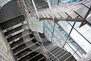 Open stairwell in a modern office building