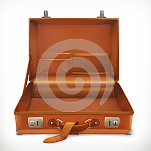 Open suitcase, vector icon