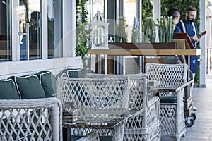 Open summer terrace of the cafe-restaurant photo