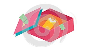 Open Surprise Gift Box with Confetti Pop, vector design Generative AI