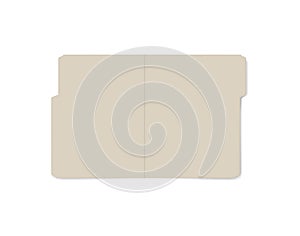 Open tabbed file folder isolated on white background  realistic mock-up. Letter size manila folder  vector template