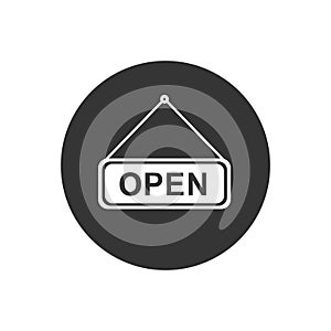 Open Tag icon on gray. Vector in flat style
