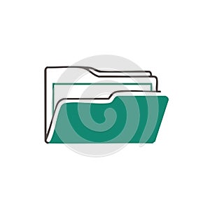 Open Teal File Folder Icon Illustration for Documents and Data