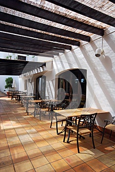 Open terrace cafe in mediterranean town