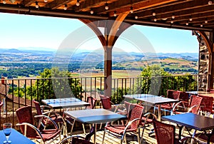 Open terrace with the view at french countryside.