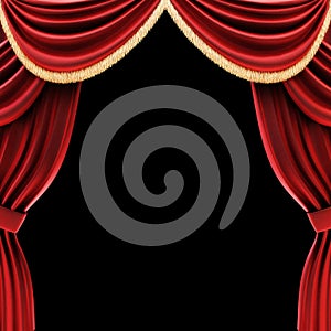 Open theater drapes or stage curtains