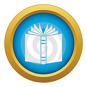 Open thick book icon blue vector isolated