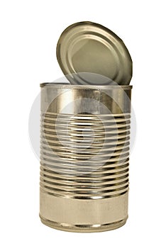 Open Tin Can Isolated On White