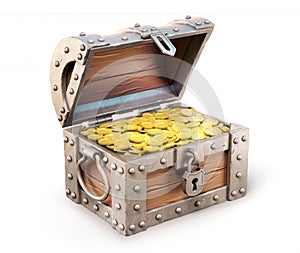 Open treasure chest 3d illustration