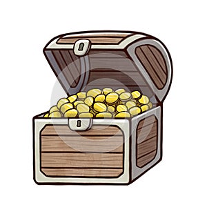 Open treasure chest filled with golden coins