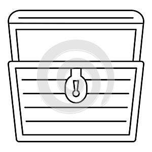 Open treasure chest icon, outline style