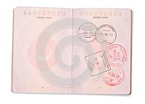 Open Turkish passport pages - clipping path