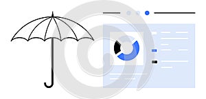 Protection and Data Insights Concept with Umbrella and Analytics Dashboard