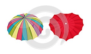 Open Umbrella as Waterproof Protective Accessory for Rainy Weather Vector Set