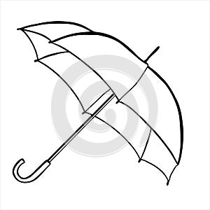 Open umbrella isolated on white background. A protective accessory for rainy or sunny weather.