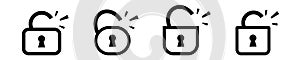 Open unlock lock padlock line minimalistic icon