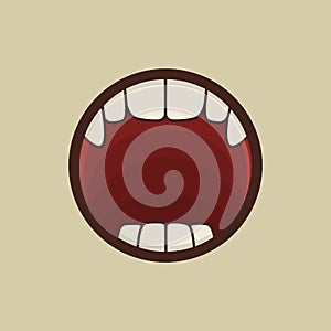 Open Vampire Mouth with Teeth Vector