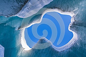 The open vault of an ice cave in the Morteratsch Glacier in the Swss Alps