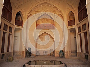 Open vault space terrace and old cooking vases in Iran palace