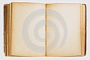 Open vintage book isolated
