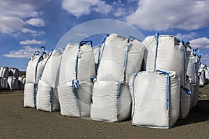 Open warehouse of big bags