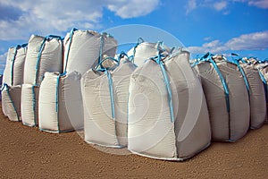 Open warehouse of big bags