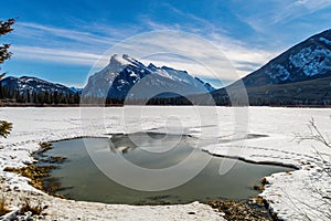 Open water despite it being winter. Vermillion Lakes Banff National Park Alberta Canada