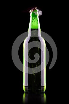 Open wet beer bottle