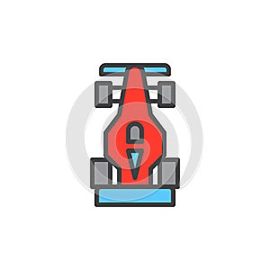 Open wheel racing car filled outline icon