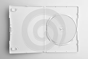 Open white blank dvd box with blank cd