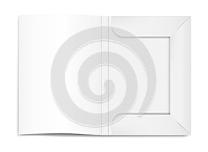 Open white cardboard file folder, vector illustration