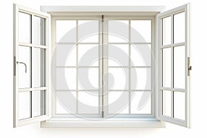 Open White Casement Window Isolated on White photo