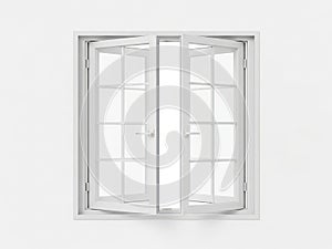 Open white casement windows