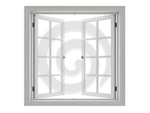Open white casement windows