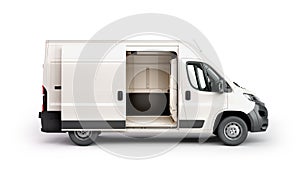 Open White Delivery Van 3d render on white