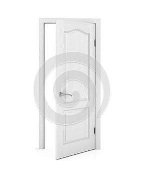 Open white door