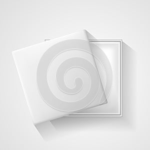 Open white empty gift box on light background. Top view. Template for your presentation, banner or poster. Vector illustration